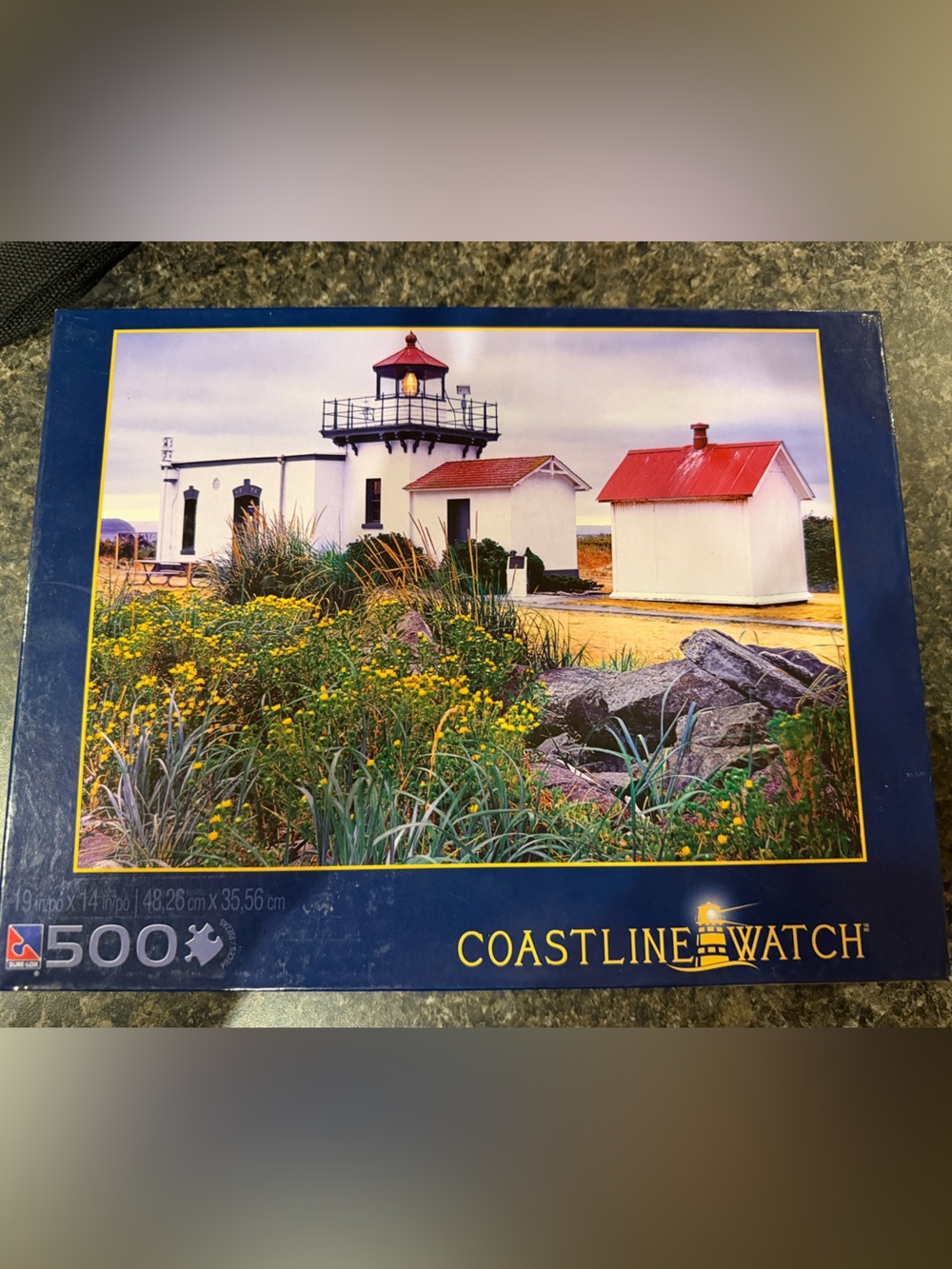 Coastline Watch 500-Piece Lighthouse Puzzle - Coastal Scene with Red Roofs